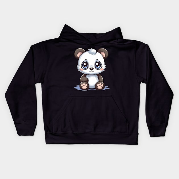 This baby panda cartoon is too cute to handle Kids Hoodie by Pixel Poetry